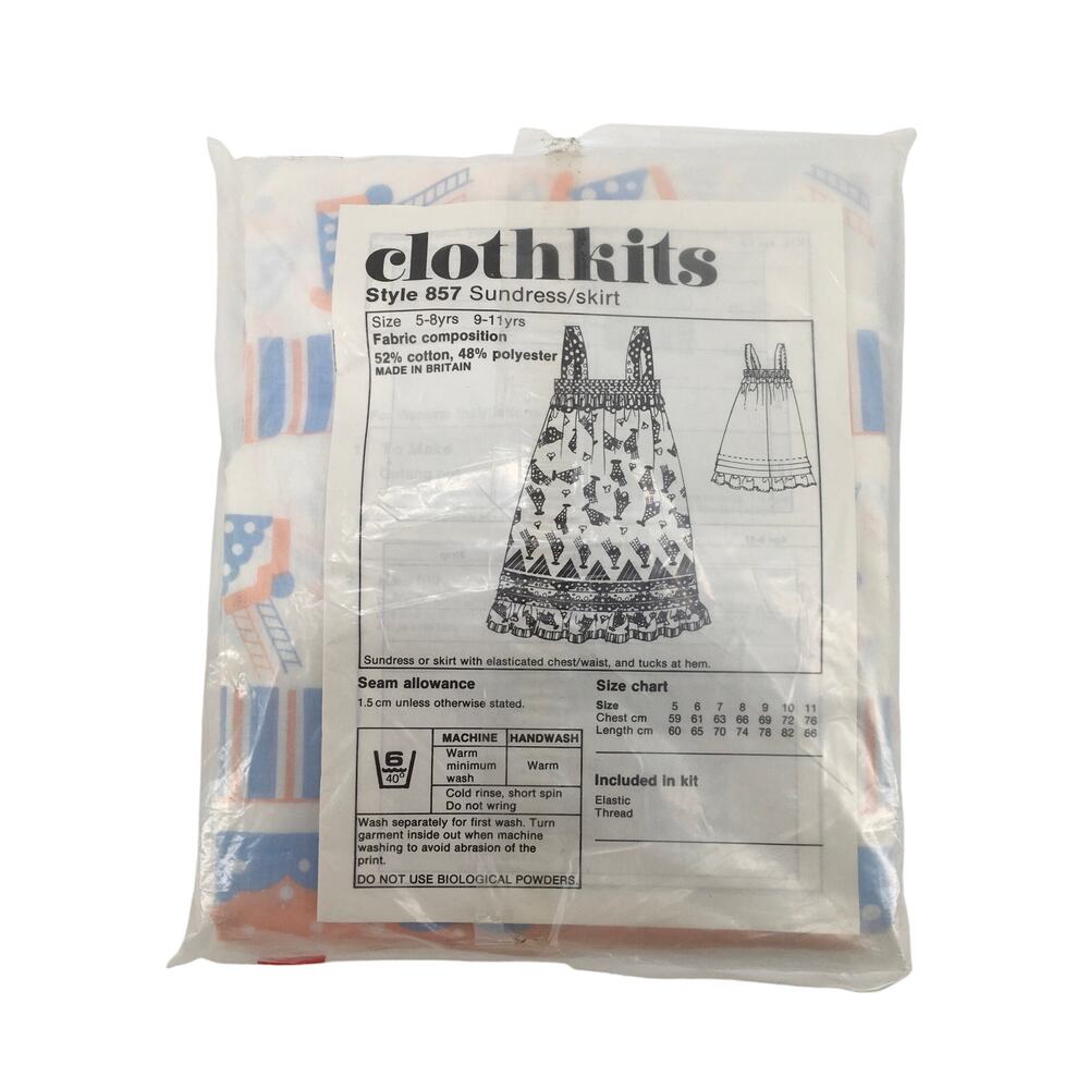 Cloth Kit Sewing 857 Vintage Sundress Skirt Girls 9-11 yrs UNCUT Pattern Fabric